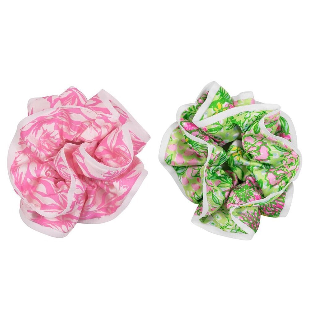 Hair Scrunchies Set of 2 Ruffled Soft Polyester for Thin or Thick Hair